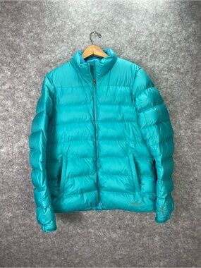 Marmot Jacket Womens Large Blue 700 Fill Down Puffer Full Zip Winter Coat.